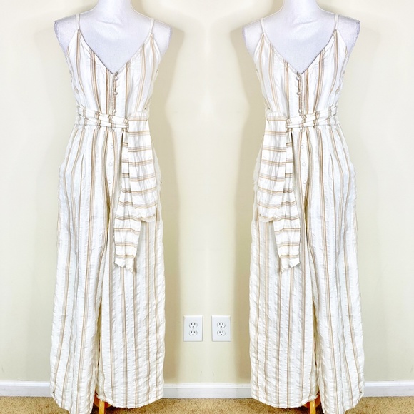 Roxy Wheel & Palms Wide Leg Jumpsuit Cream Stripe - Picture 6 of 14